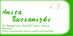 anita bucsanszki business card